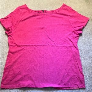 Talbots bright pink Short Sleeve Tee w zipper detail sz xl